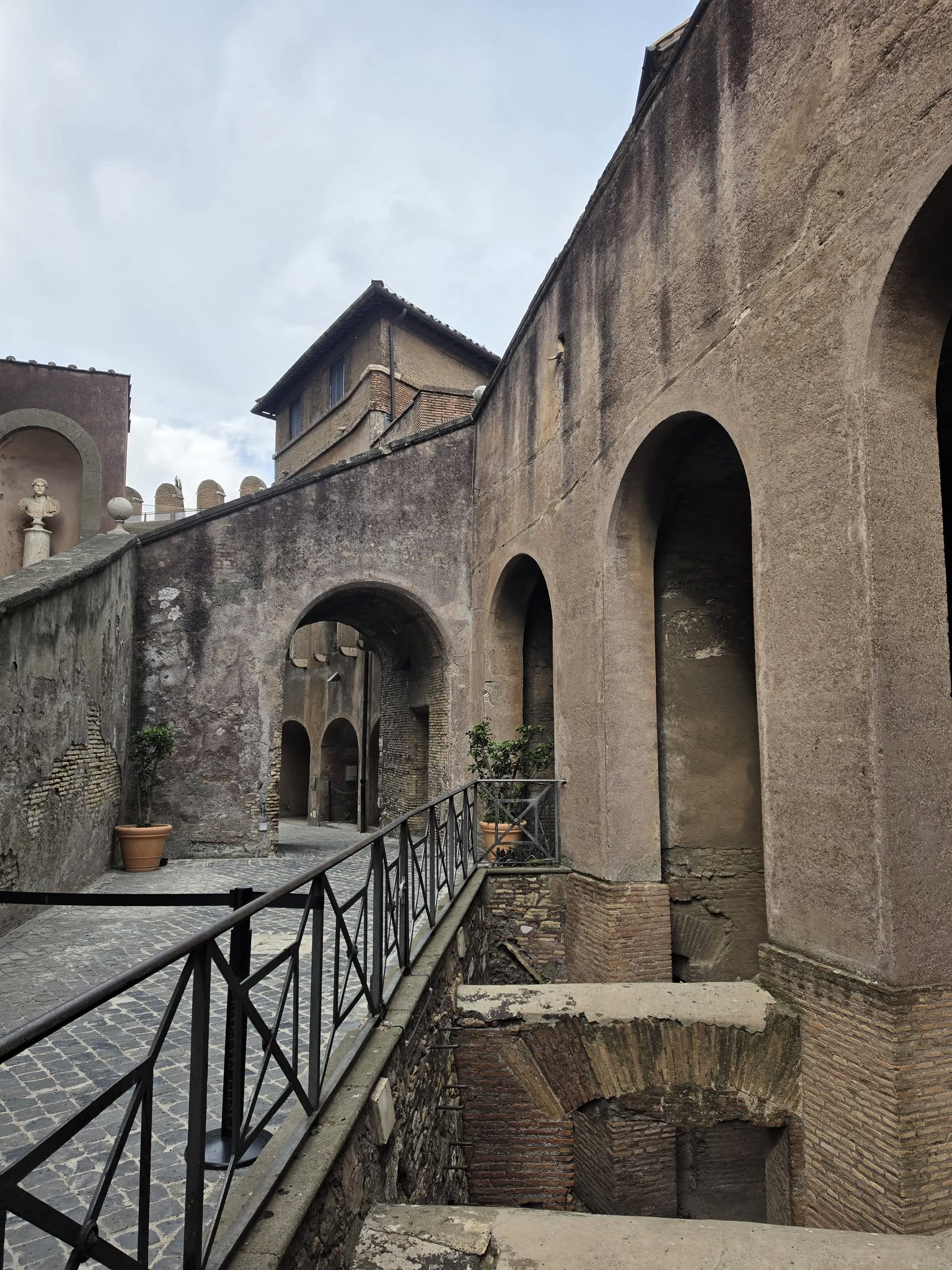 Stone fortress ramparts in Rome